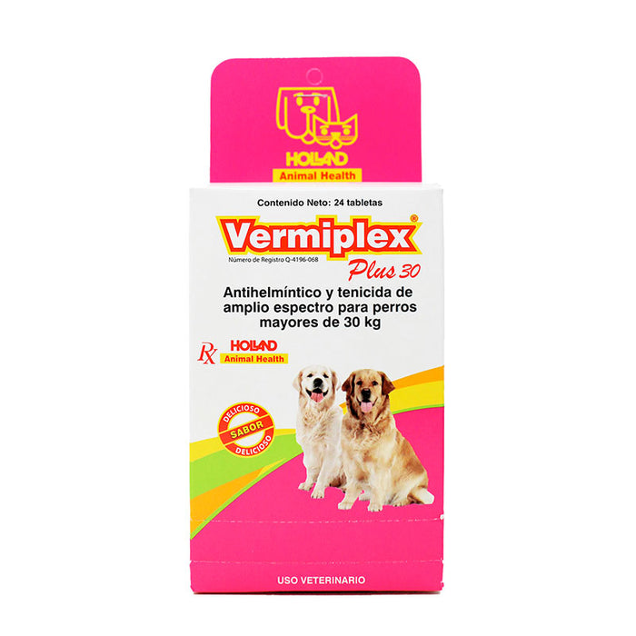 vermiplex plus 30 perros grandes desparasitante difesa holland caja 24 tabletas