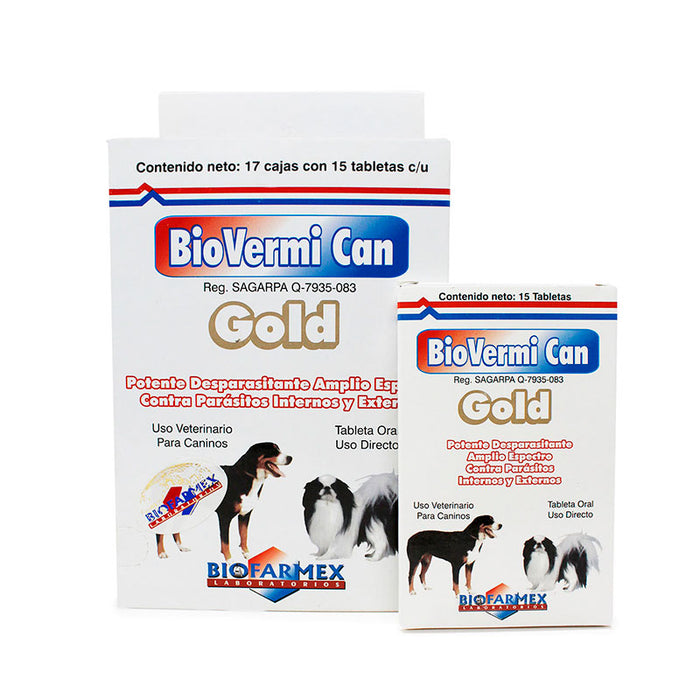Bio Vermi-Can-Gold 17 cajas 15 g c/u Desparasitante de amplio espectro Difesa