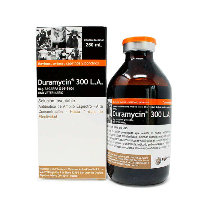 Duramycin 300 L.A. 250 ml Antibiótico de amplio espectro Difesa