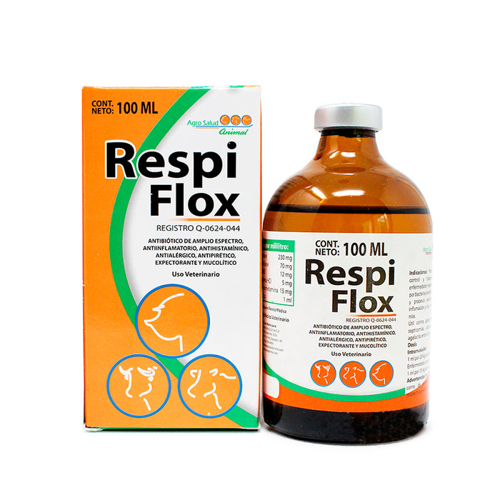 Respiflox 100 ml Antibiótico, Antiinflamatorio, Antihistamínico, Antialérgico y Antipirético Difesa