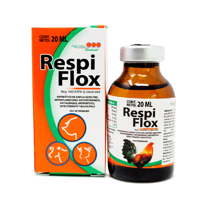 Respiflox 20 ml Antibiótico, Antiinflamatorio, Antihistamínico, Antialérgico y Antipirético Difesa