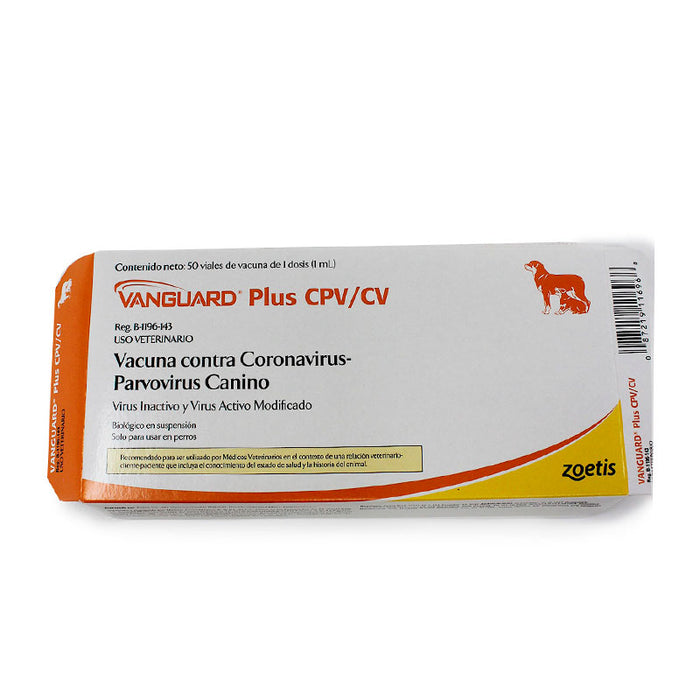 Vanguard Plus CPV/CV 50 dosis Vacuna contra Coronavirus, Parvirus Canino Difesa