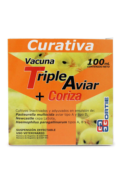 Vacuna Triple Aviar + Coriza Curativa con (Penicilina en polvo) newcastle, coriza, colera