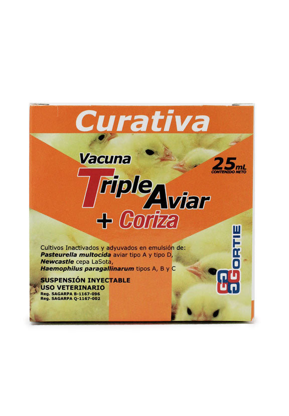 Vacuna Triple Aviar + Coriza Curativa con (Penicilina en polvo) newcastle, coriza, colera